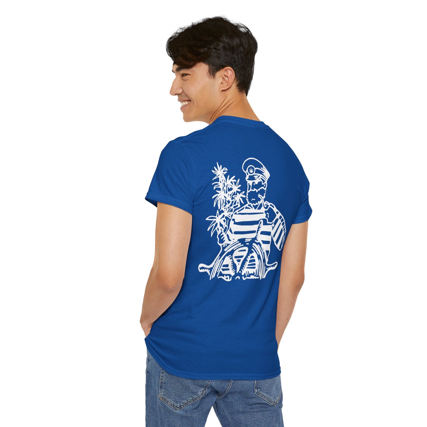 t-shirt--bleu--porte